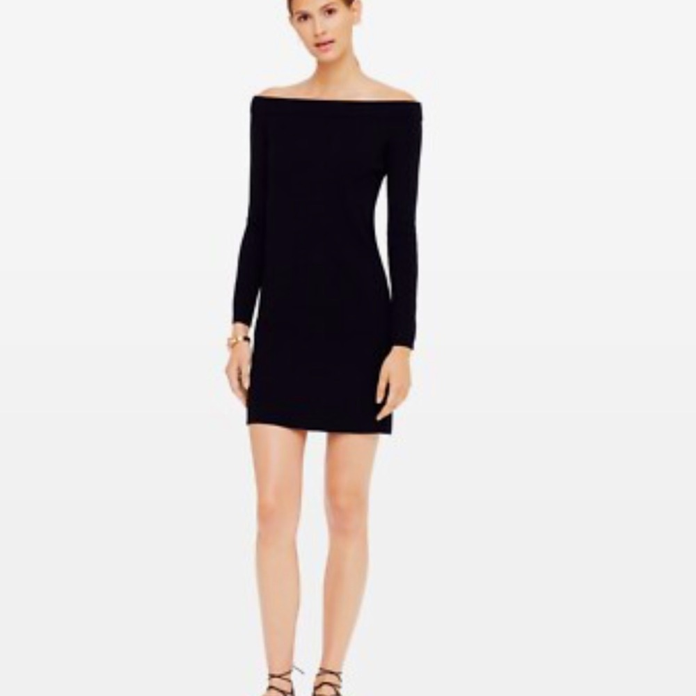 Club Monaco Sholu Black Off Shoulder Sweater Dress Medium NWT